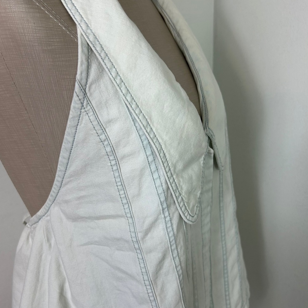 Free People Kiyra Denim Top Vest S Denim Blue Collar Backless Tie Cottagecore - Picture 6 of 14